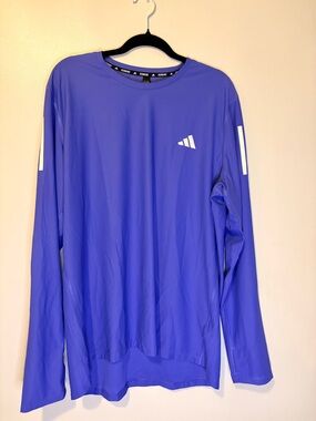 Adidas Running Long Sleeve Performance Top Blue L Lightweight Athletic Shirt